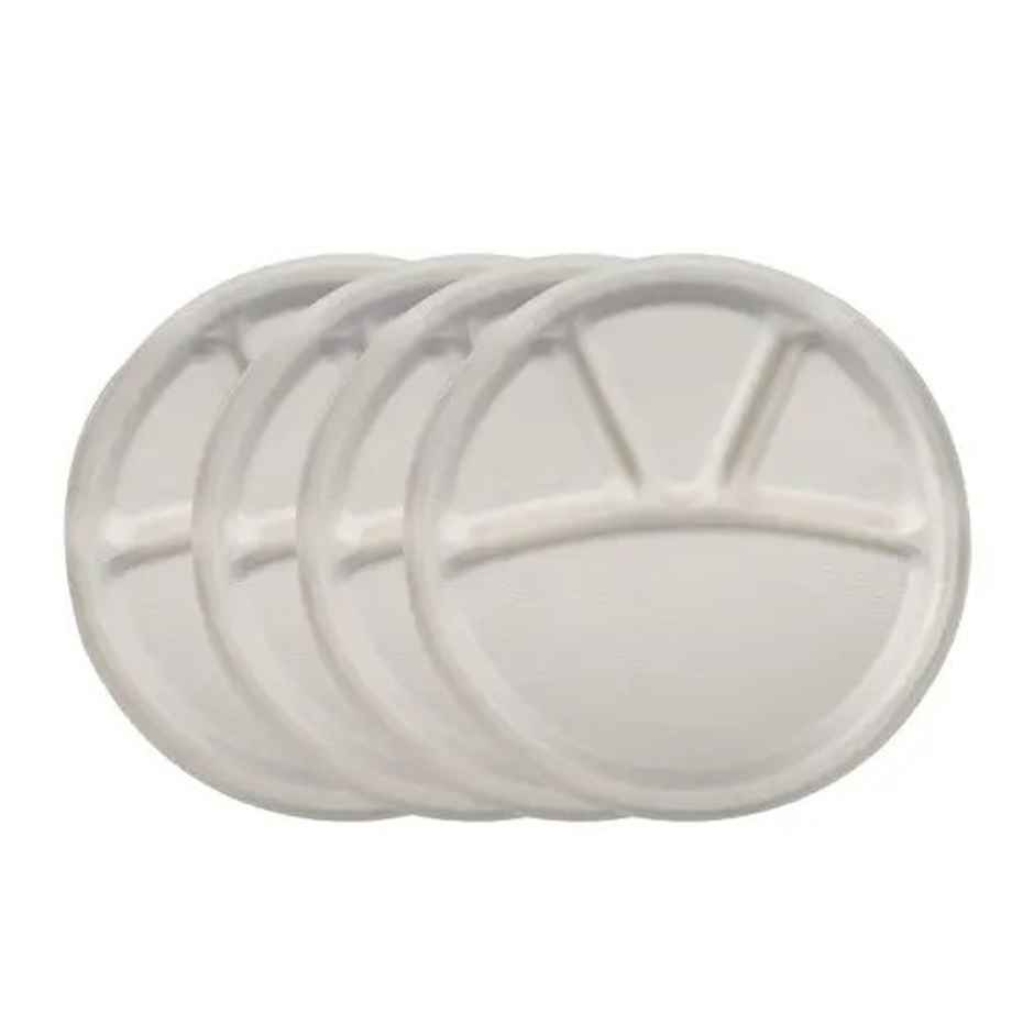 Disposable Bagasse Plates | 4 Compartment | 11 inch | Ezee