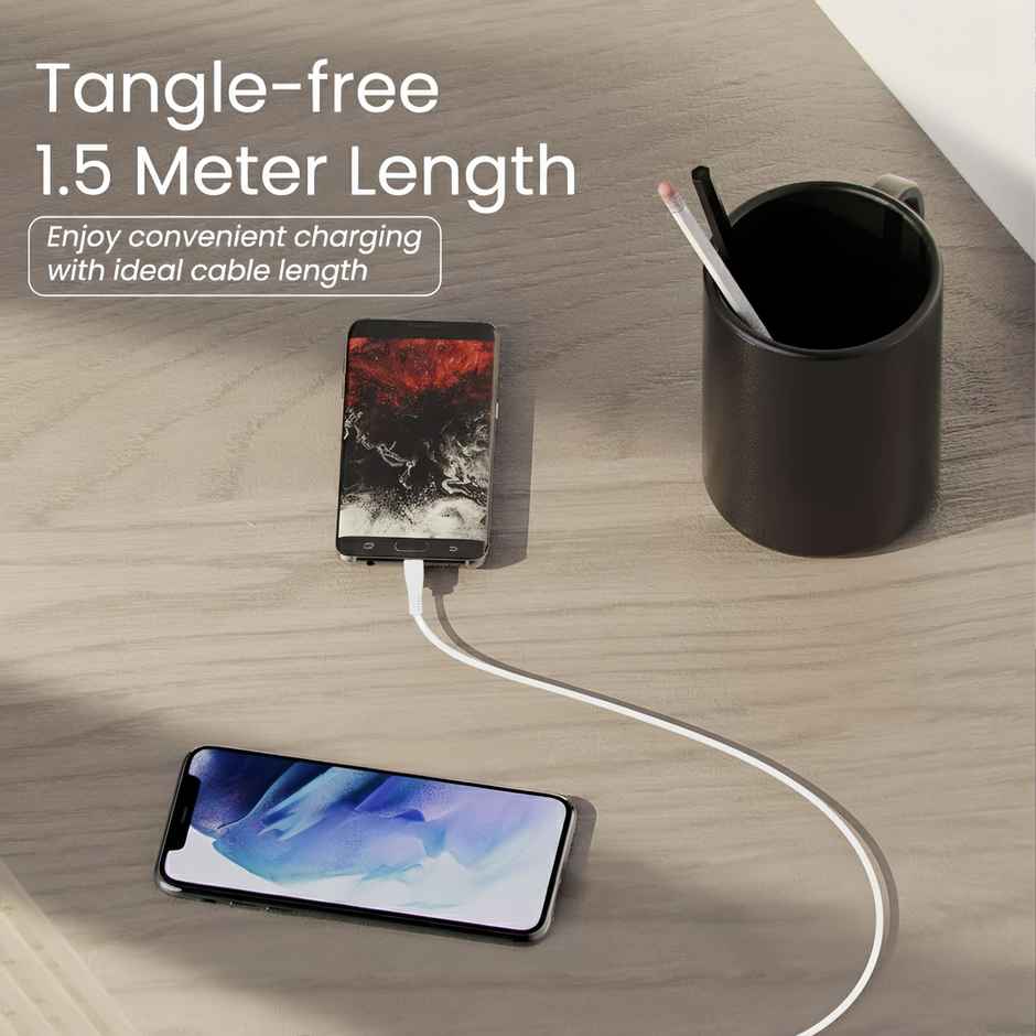 Micro USB Charging Cable | Fast Charging | Data Transfer | 1 m Length For Smartphones, Earphones, Chargers | White