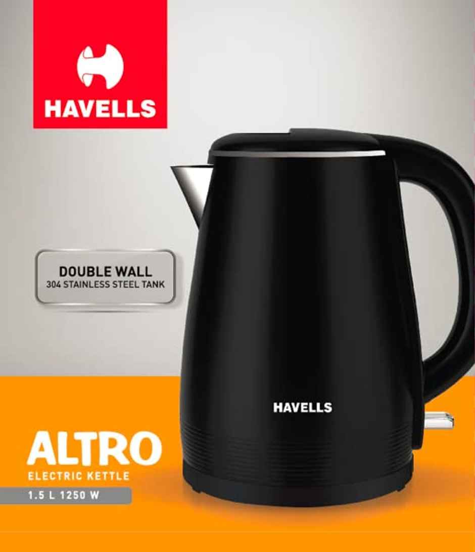 Havells Altro 1.5 L Electric Kettle - Double Wall | Stainless Steel Tank