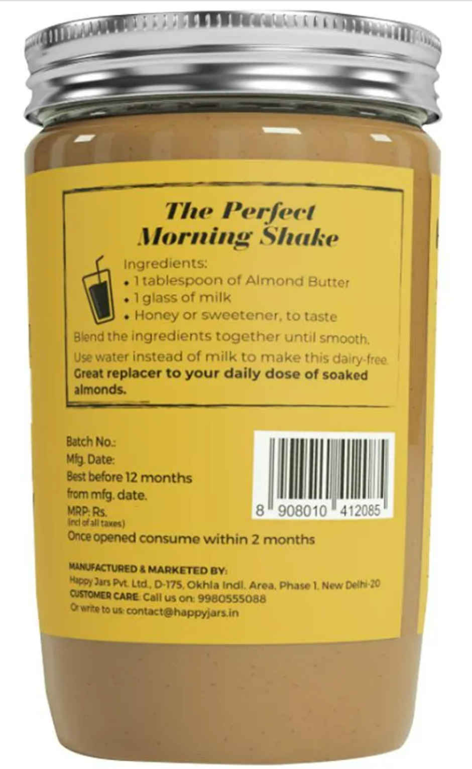 Happy Jars Unsweetened Natural Almond Butter