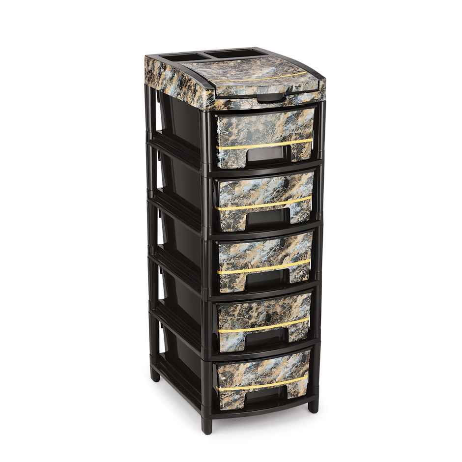 Liza Industries Orry 5 Big Drawer With Marble Foil & Extra Compartment (Colour May Vary)