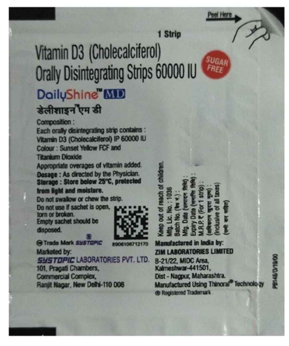 Dailyshine MD Mint Flavour Sugar Free Vitamin D3 Orally Disintegrating Strip