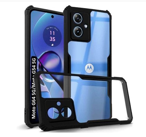 Kwine Case Motorola Moto G54 / G64 Back Cover - Black Bordered Transparent Case