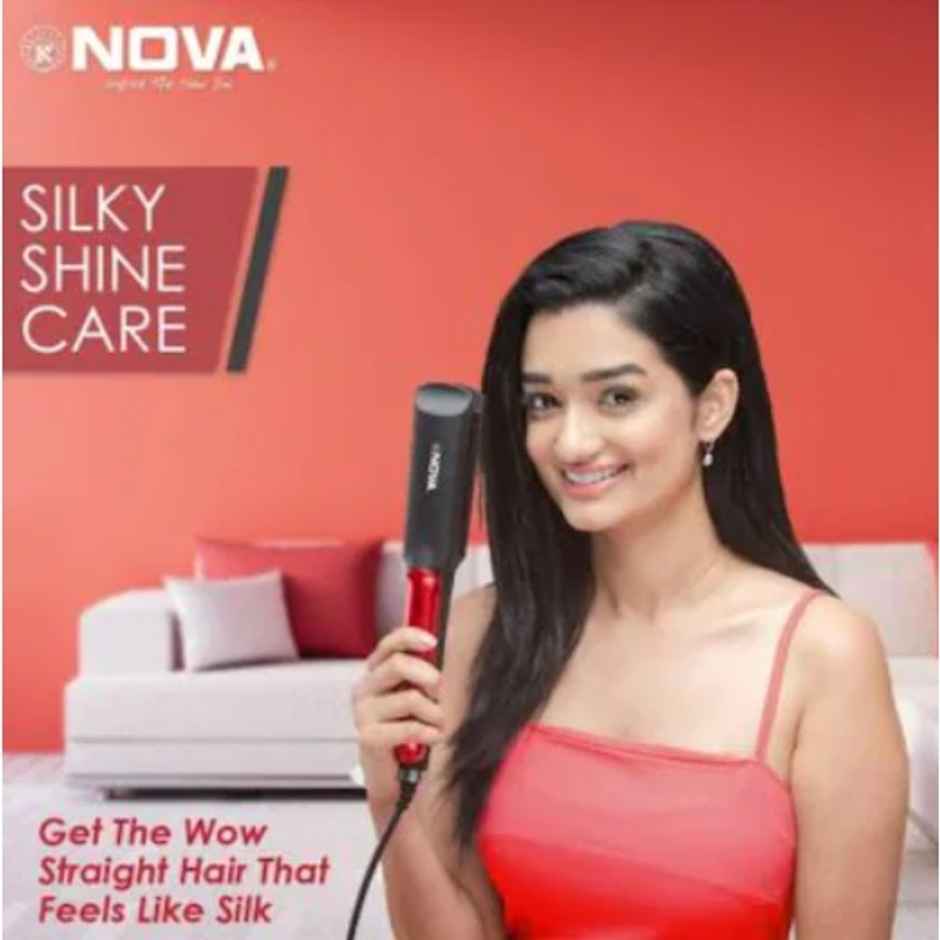 Nova Temperature Control Professional NHS 870 Hair Straightener (Black/Red)