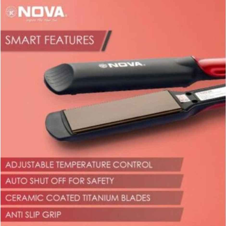Nova Temperature Control Professional NHS 870 Hair Straightener (Black/Red)