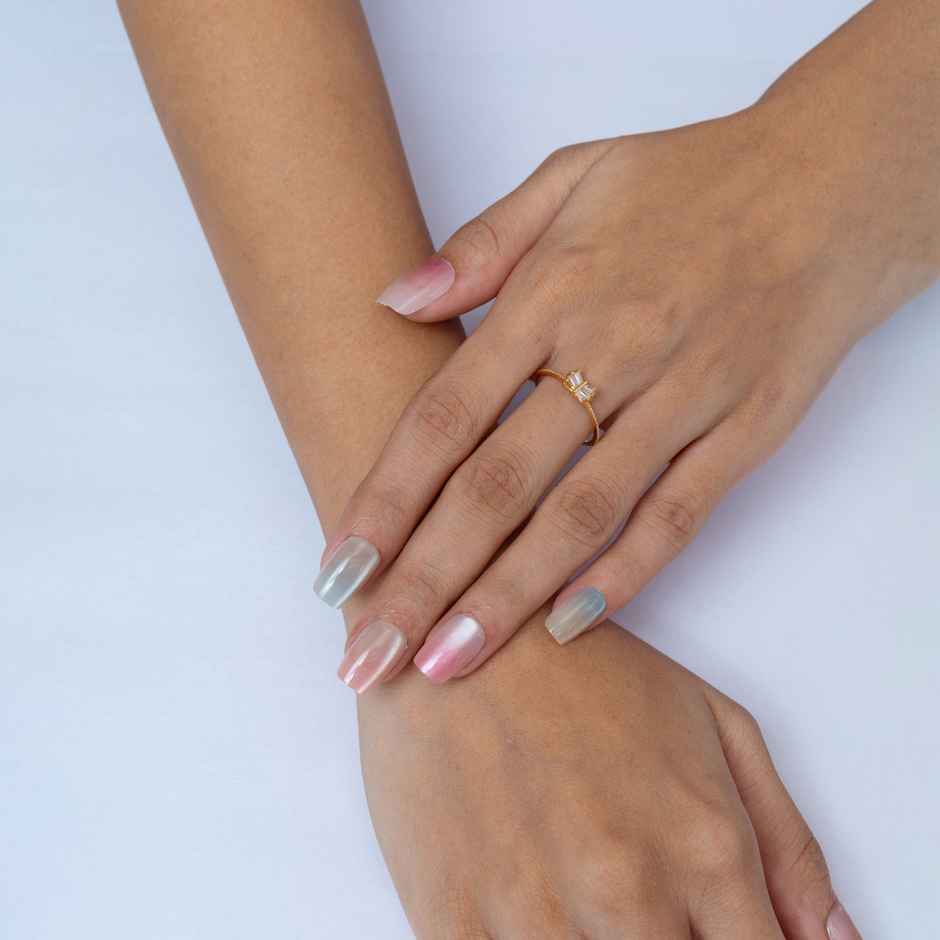 Pep Nails Pastels Glow Medium Coffin Multicolour Cat Eye Reusable Press On Nails 30 Nail Tips