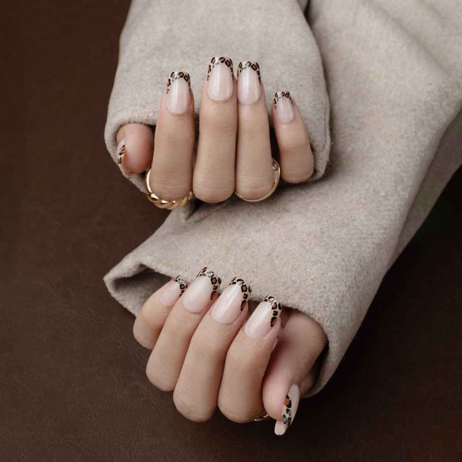 Pep Nails Safari Chic Medium Square Animal Print Soft Gel Reusable Press On Nails | 30 Nail Tips