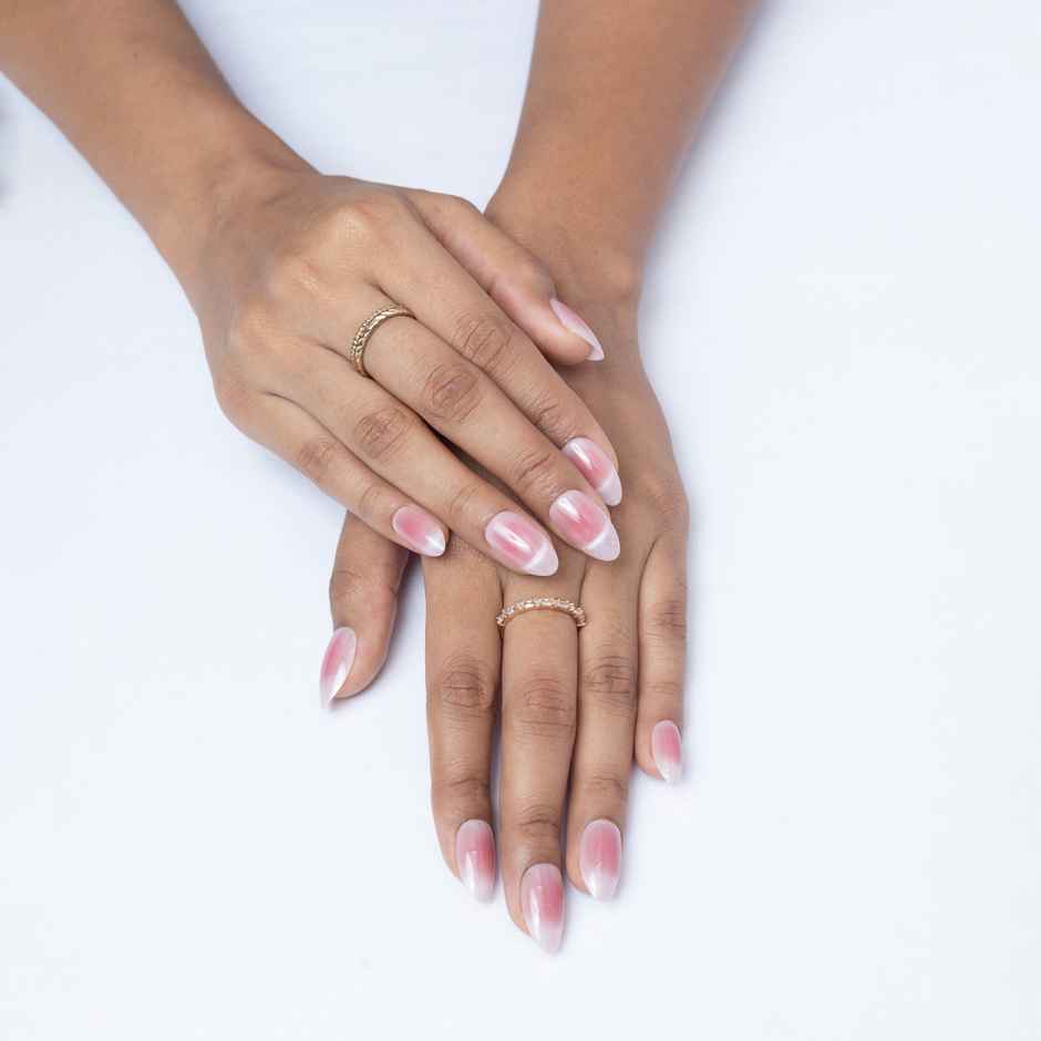 Pep Nails Berry Medium Almond Pink Cat Eye Reusable Press On Nails 30 Nail Tips