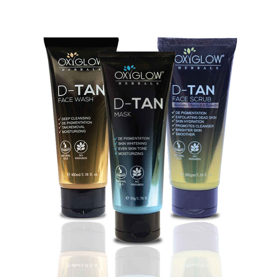 OxyGlow DTan Skincare Trio  Face Wash, Scrub and Mask