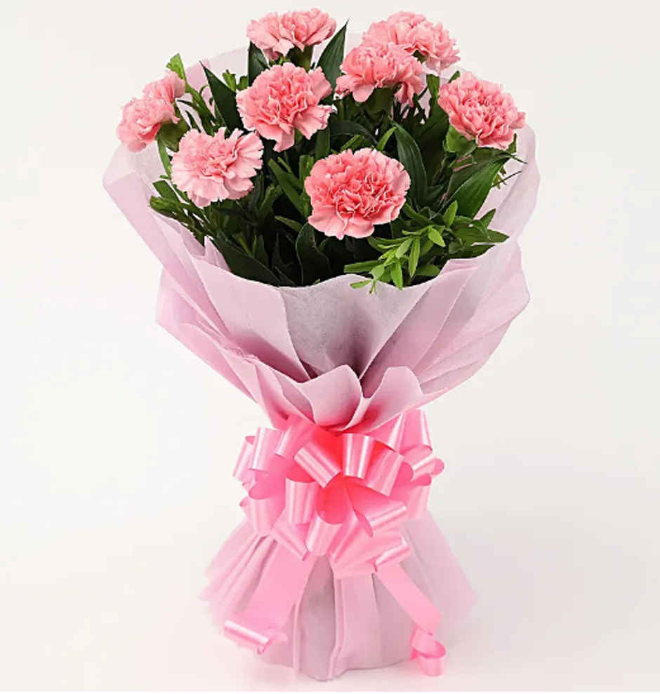 Fnp Beautiful 8 Pink Carnations Bouquet