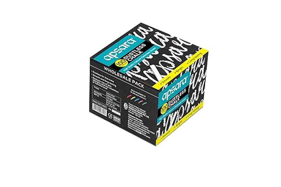 Apsara Dustless Chalk White | 4x longer than regular | Bright & Bold | Hassle-Free Dustless Chalks | White Chalks