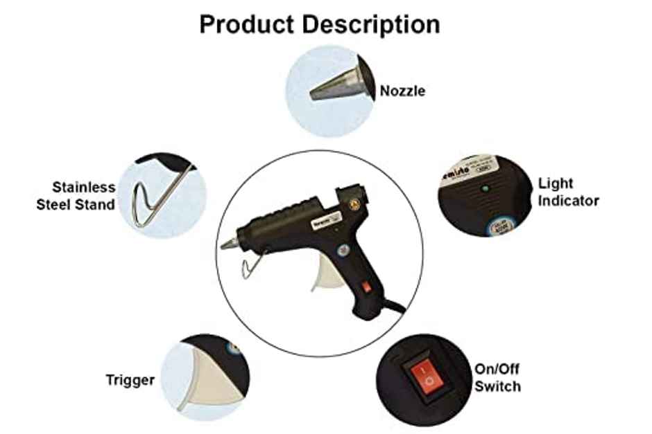 Themisto - Built With Passion Glue Gun With Glue Sticks 40W (10 Pc Glue Sticks,Black)