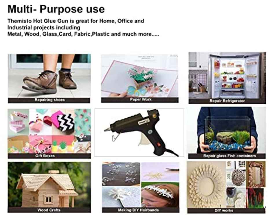 Themisto - Built With Passion Glue Gun With Glue Sticks 40W (10 Pc Glue Sticks,Black)