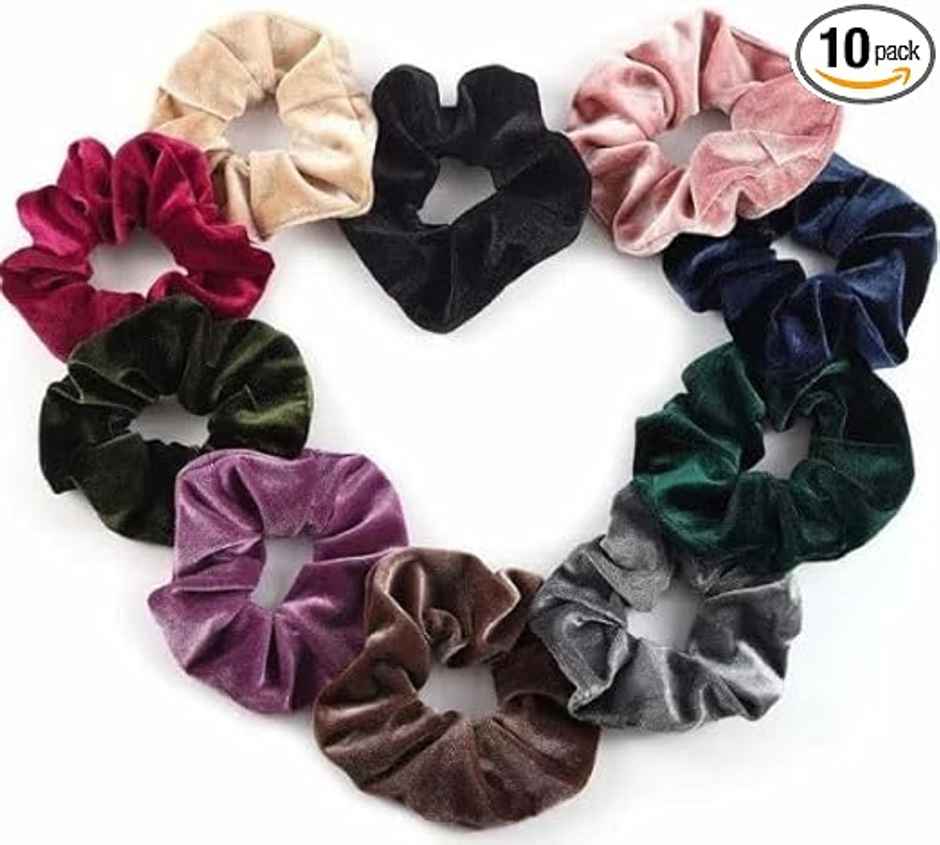 Bronson Professional Hair Scrunchies, Hair Bands Satin, Velvet, Chiffon, Cotton | Multicolour
