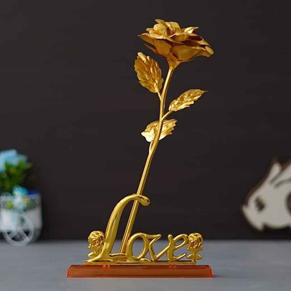 Golden Rose Love Decorative Showpiece Gift | Perpetual Mart