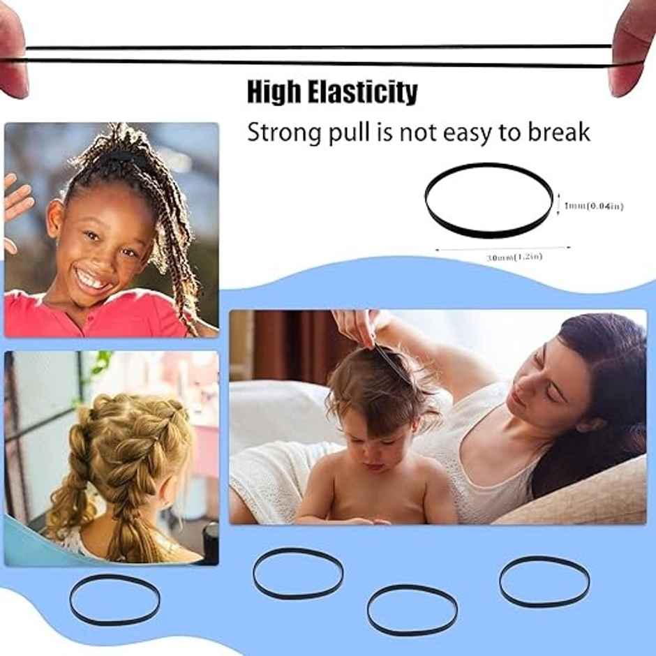 Bronson Professional Rubber Band Soft & Smooth Basic Everyday Wear Thin Elastics Stretchy Hair Tie
