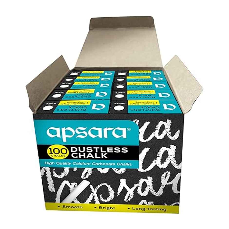 Apsara Dustless Chalk White | 4x longer than regular | Bright & Bold | Hassle-Free Dustless Chalks | White Chalks