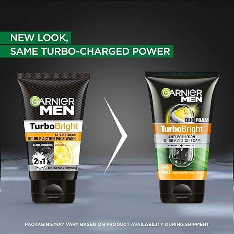 Garnier Men Turbo Bright Anti-Pollution Double Action Face Wash