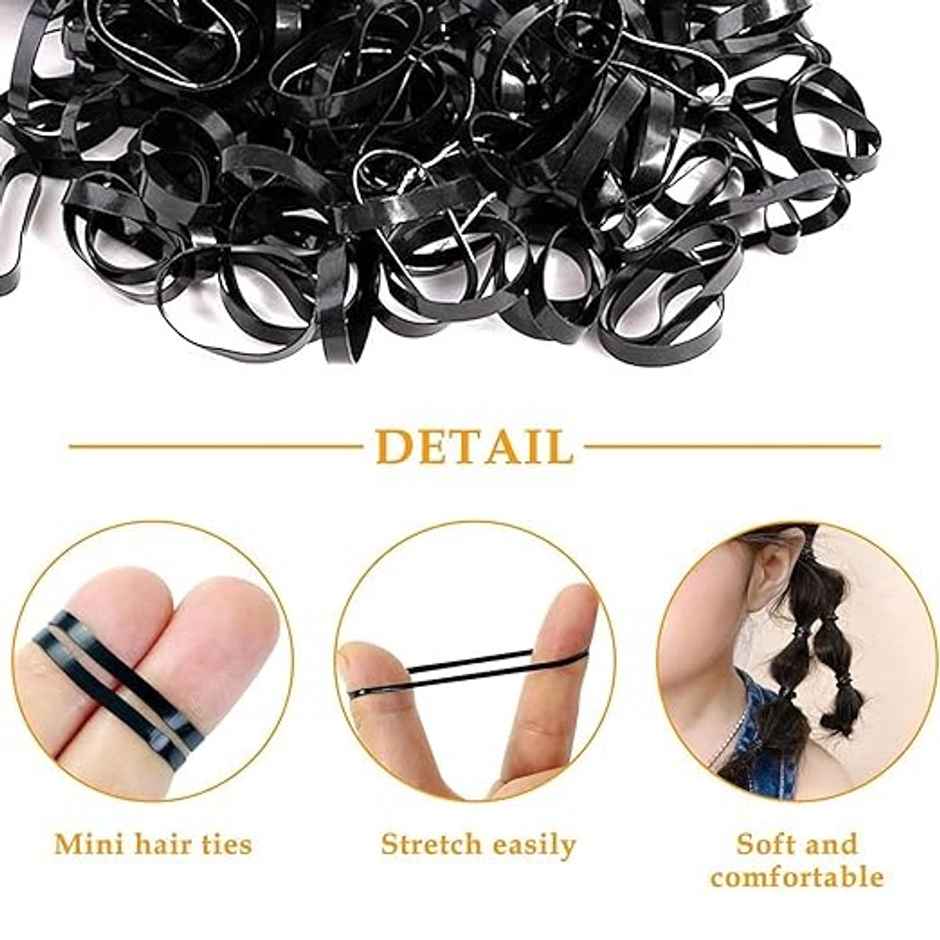 Bronson Professional Rubber Band Soft & Smooth Basic Everyday Wear Thin Elastics Stretchy Hair Tie