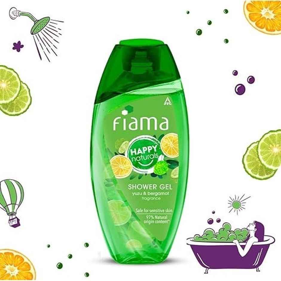 Fiama Happy Naturals Shower Gel, Yuzu & Bergamot With 97% Natural Origin Content Moisturized