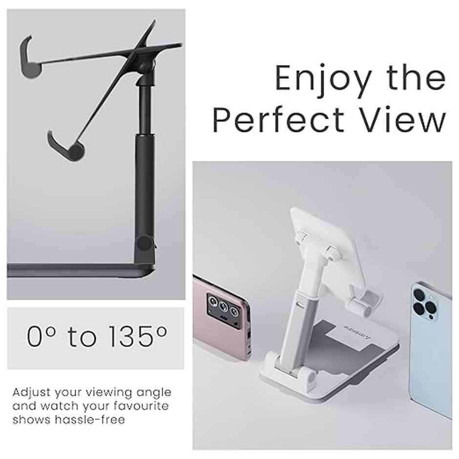 Ambrane Mobile Holding Tabletop Stand, 180 Perfect View, Height Adjustment(Twistand, White)
