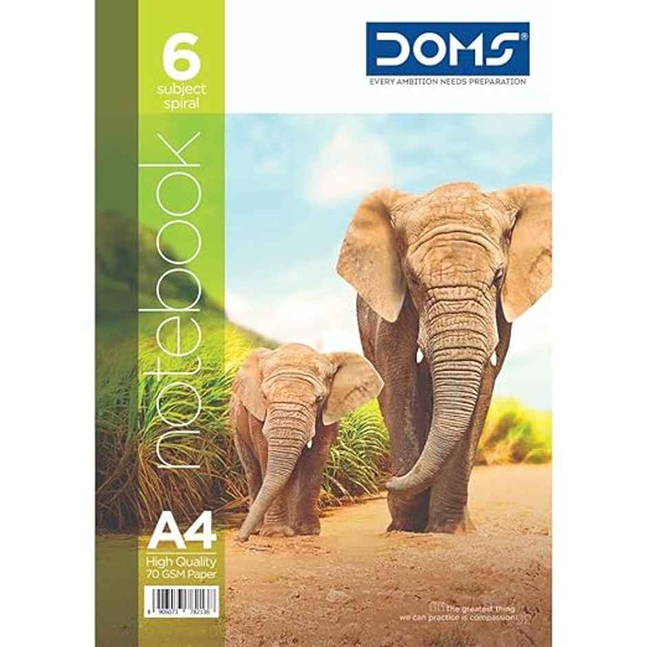 Doms 6 Subject Spiral Note Books 70 Gsm Paper-300 Pages | Assorted Design