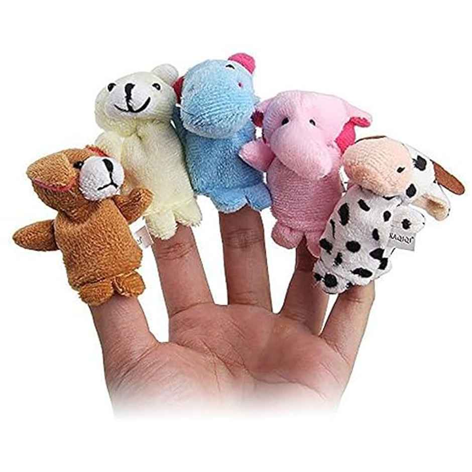 Fablue Soft Plush Velvet Animal Finger Puppets Set Toy for Kids