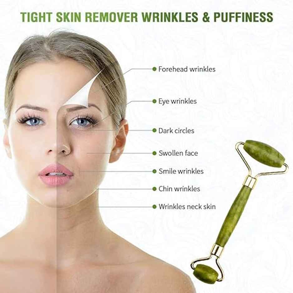 Bronson Professional Jade Roller & Gua Sha Face Neck Dual Head Massage Kit | Reduces Puffiness