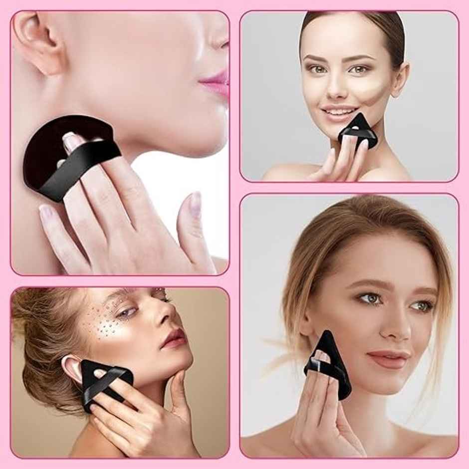 Rhe Cosmetics Triangle Pizza Powder Puff & Makeup Blender Sponge - Black