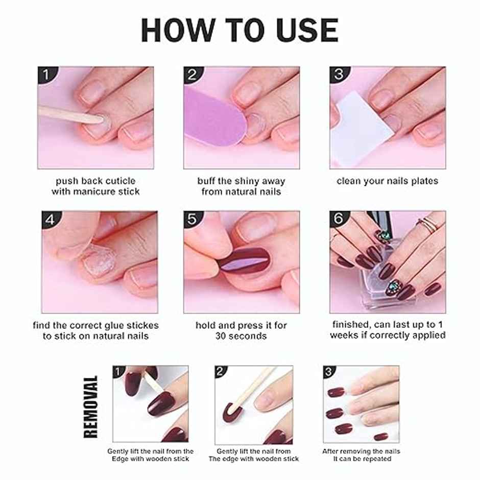 Shills Professional Reusable Long Almond Press On Nails | Blue | SPN-697