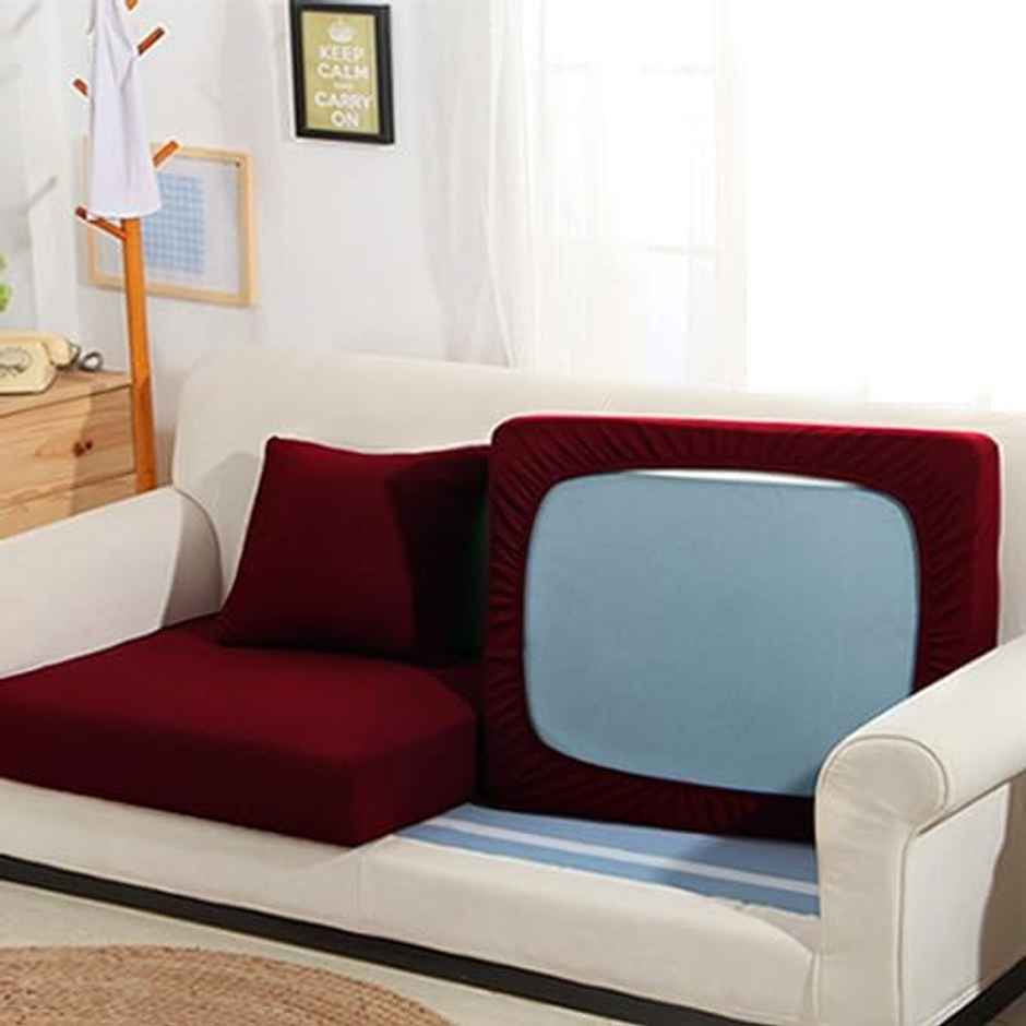 Dream Care Terry Plain Sofa Cover | Maroon Pack of 6 | 23 x 23 Inch