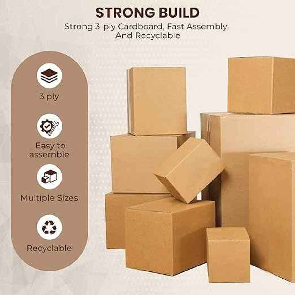 Robustt 3 Ply Cardboard Boxes for Packaging Brown | 7 x 4 x 3.5 in