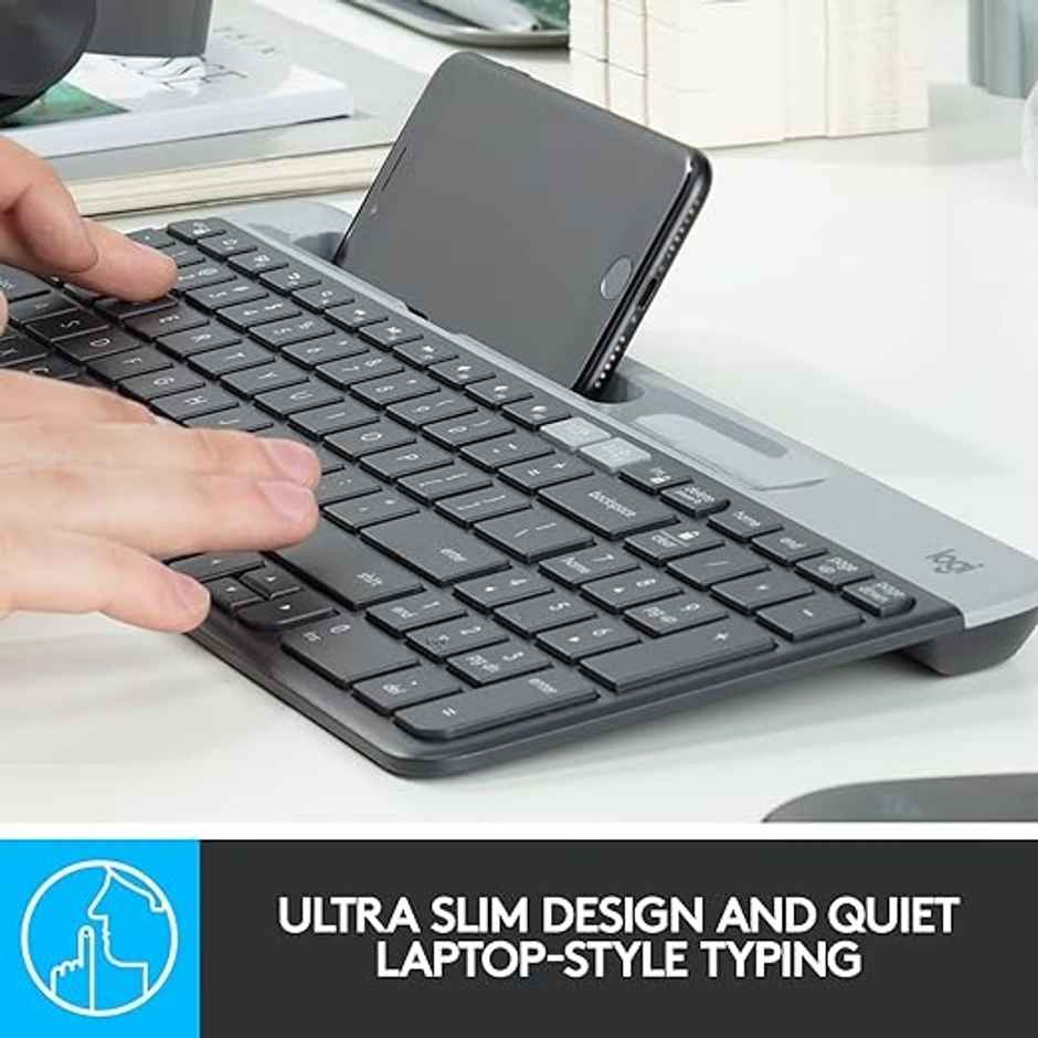 Logitech K580 Slim Multi-Device Wireless Keyboard Bluetooth/Receiver Compact Easy Switch Graphite