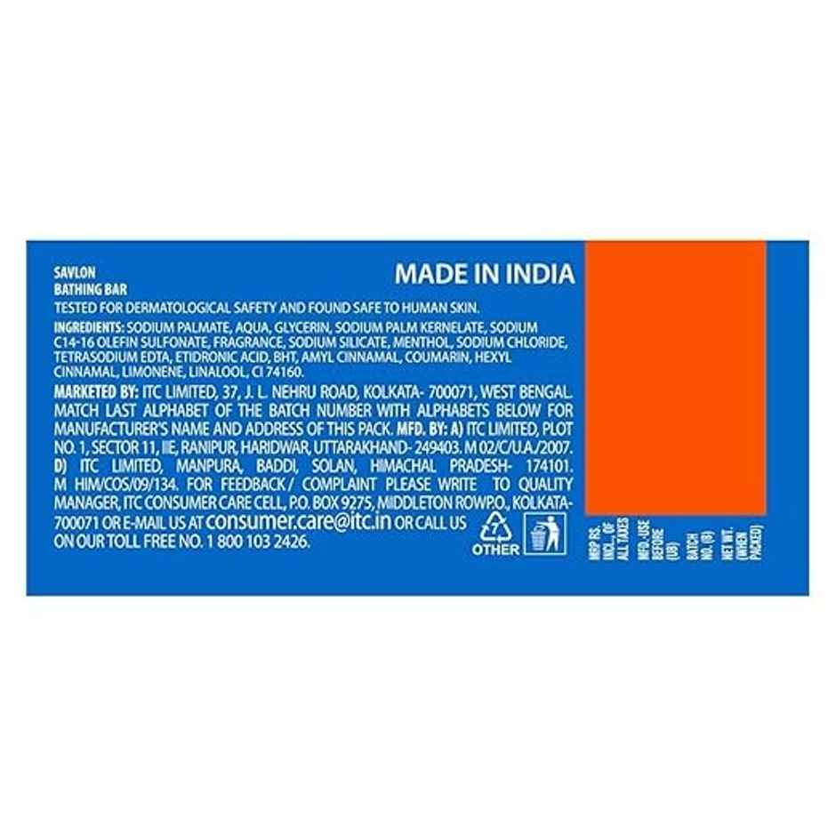 Savlon Cool Menthol Bathing Soap Bar | Value Pack | For Women & Men