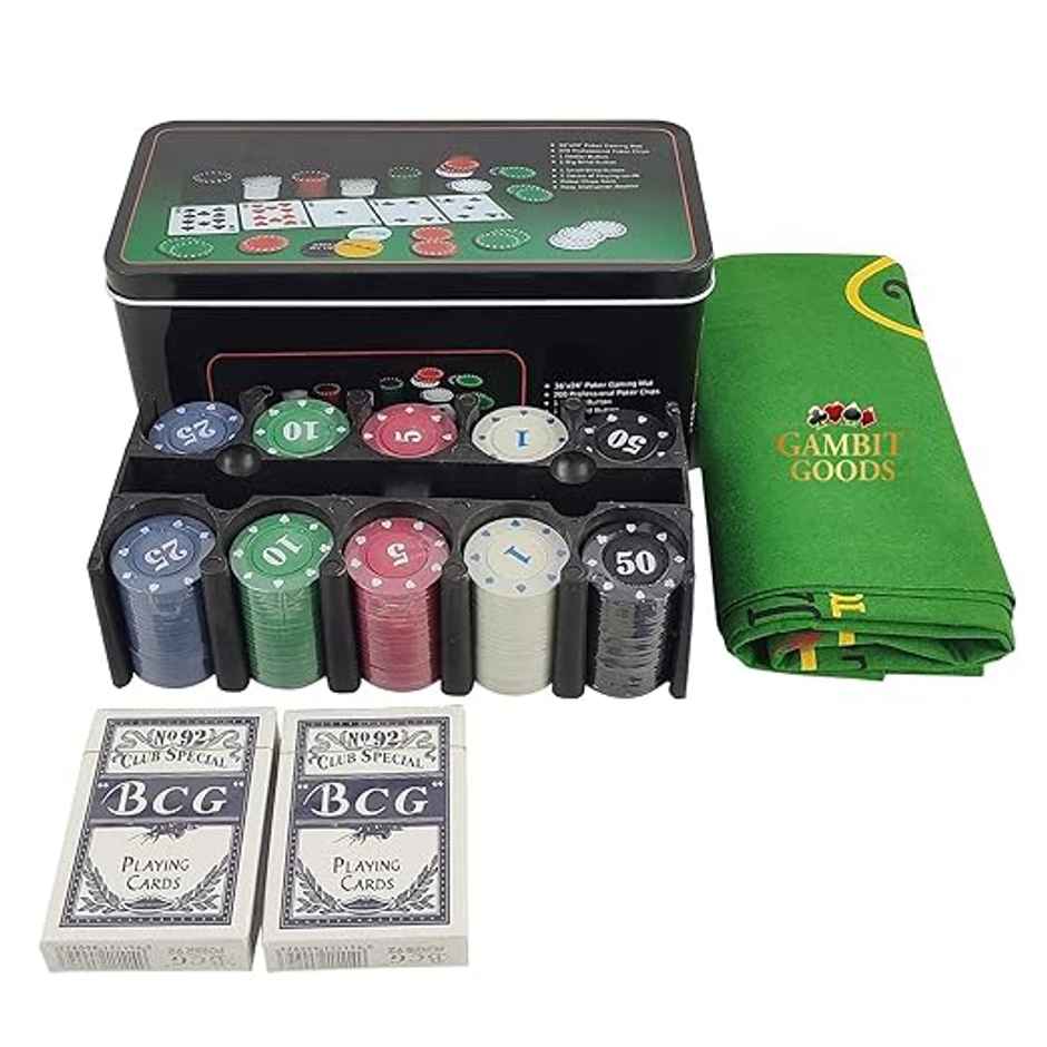 ABK Casino-Style Poker Set with 200 Chips