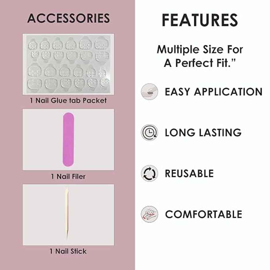 Shills Professional Reusable Oval Press On Nails | Pink | SPN-524