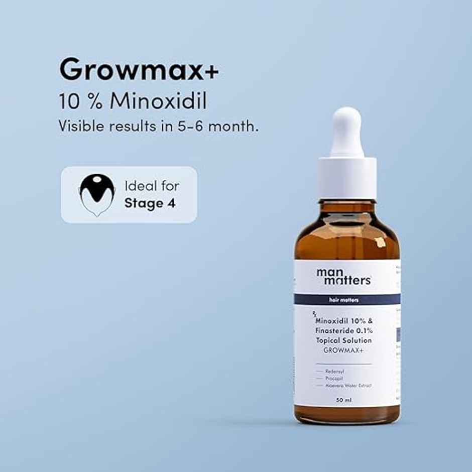 Man Matters GrowMax+ 10% Minoxidil Topical Solution | for stage 4 hairfall
