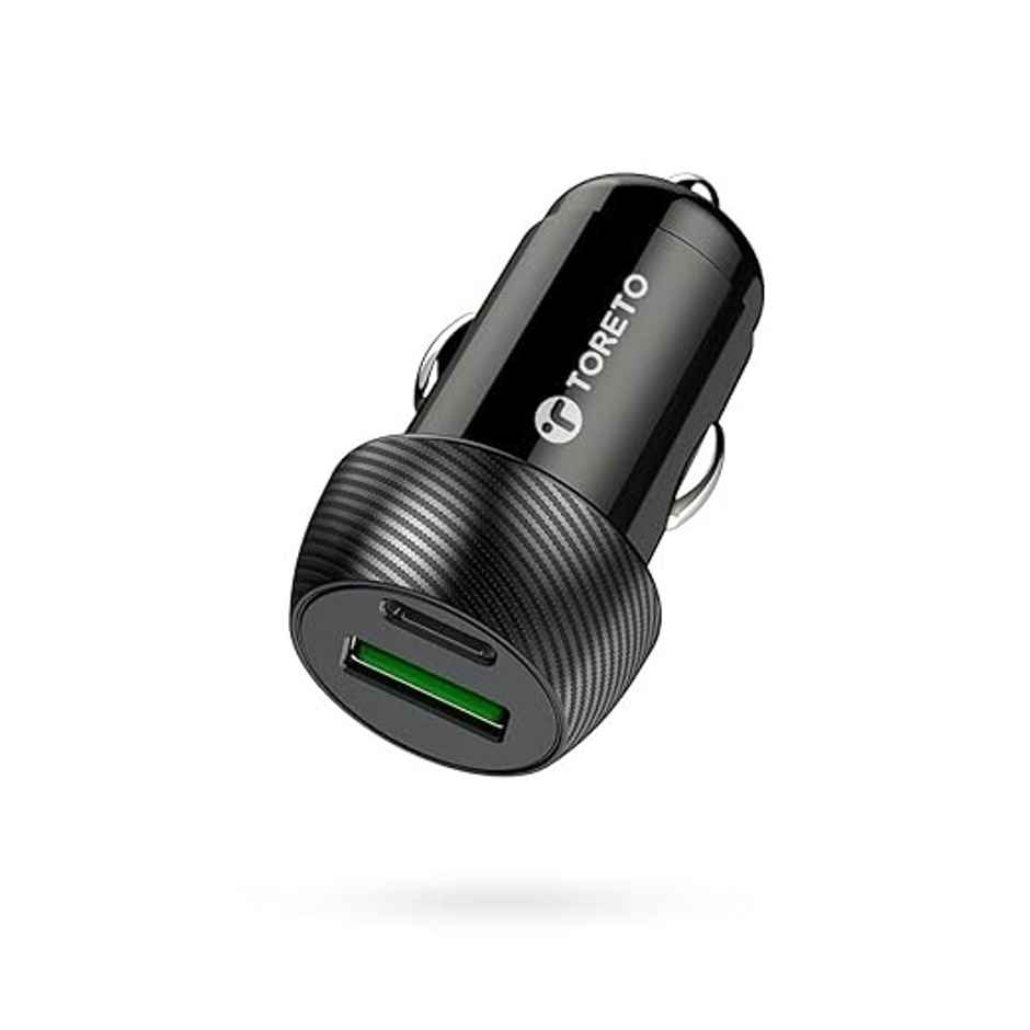 Toreto 20W Car Charger with Dual Output Fast Charging Compatible with All Smartphones