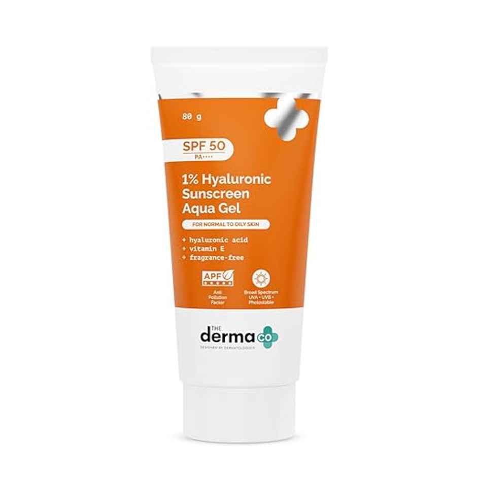 The Derma Co 1% Hyaluronic Sunscreen SPF 50 PA++++ Aqua Gel For Normal To Oily Skin