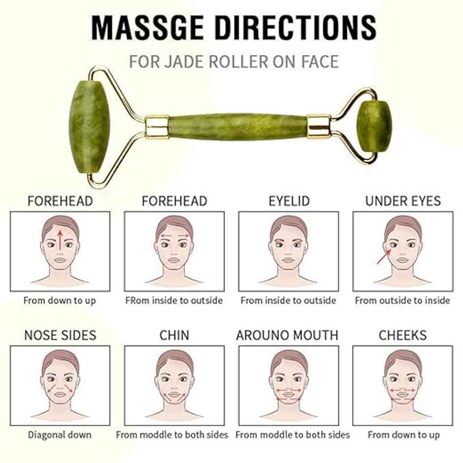 Bronson Professional Jade Roller & Gua Sha Face Neck Dual Head Massage Kit | Reduces Puffiness