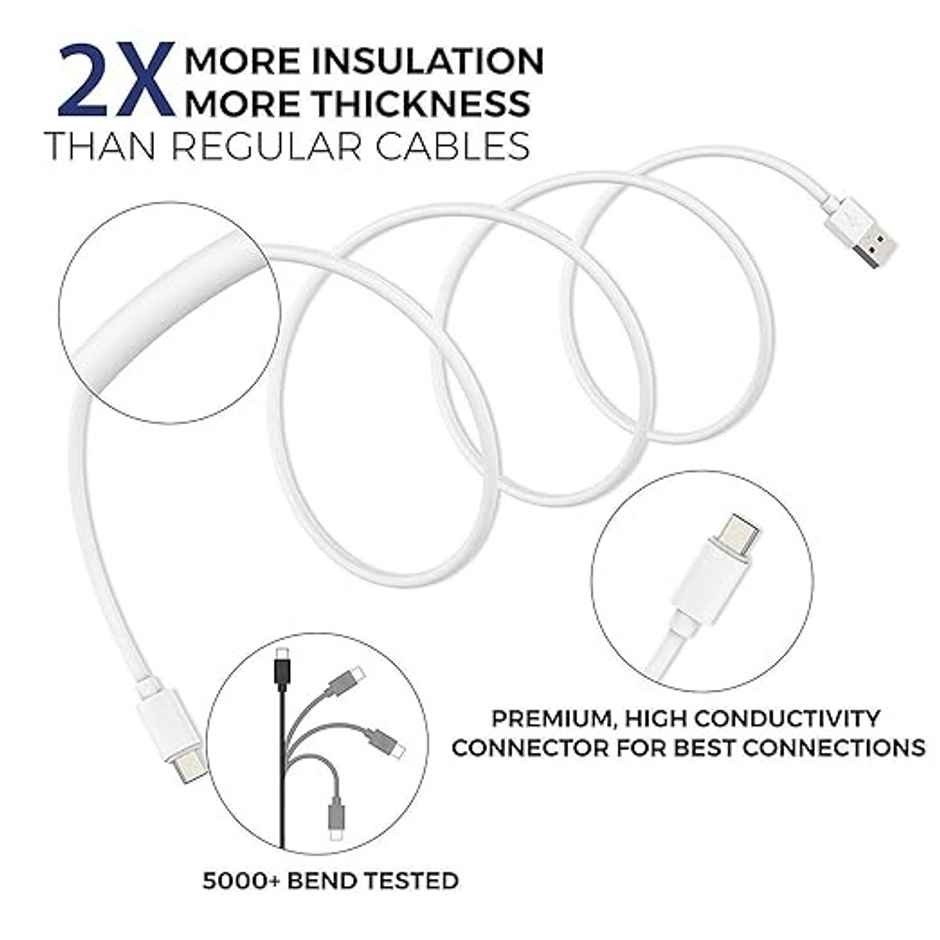 Basics Ind Fast Charging Usb To Type C Charging Cable | White