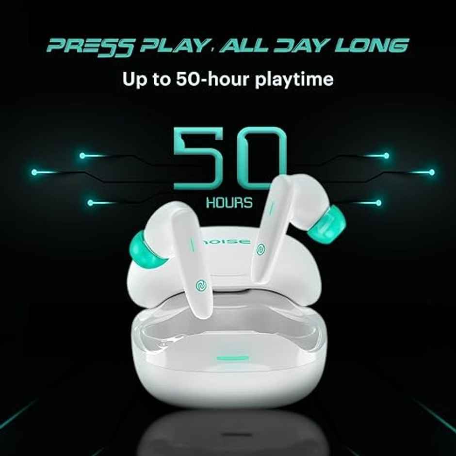 Noise Buds VS402 TWS Earbuds | 50 hours Playtime | Quad Mic with ENC | Bluetooth | Neon White