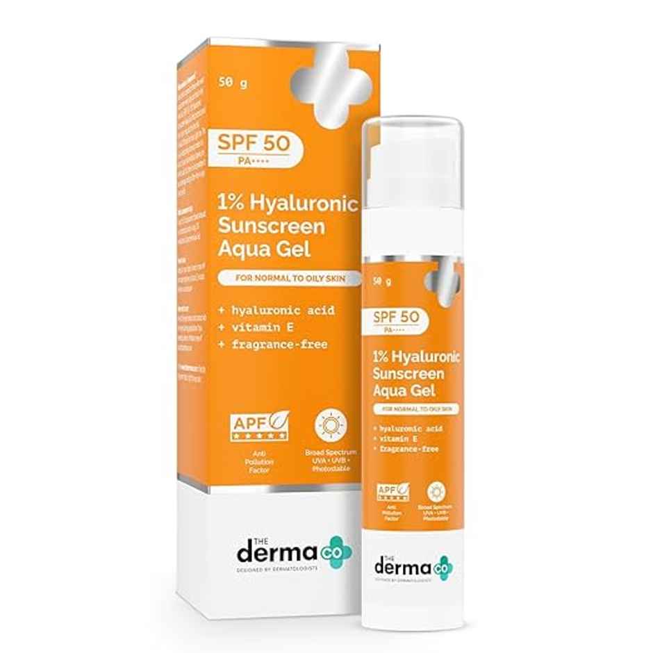 The Derma Co 1% Hyaluronic Sunscreen Spf 50 Pa+++ Aqua Gel For Normal To Oily Skin
