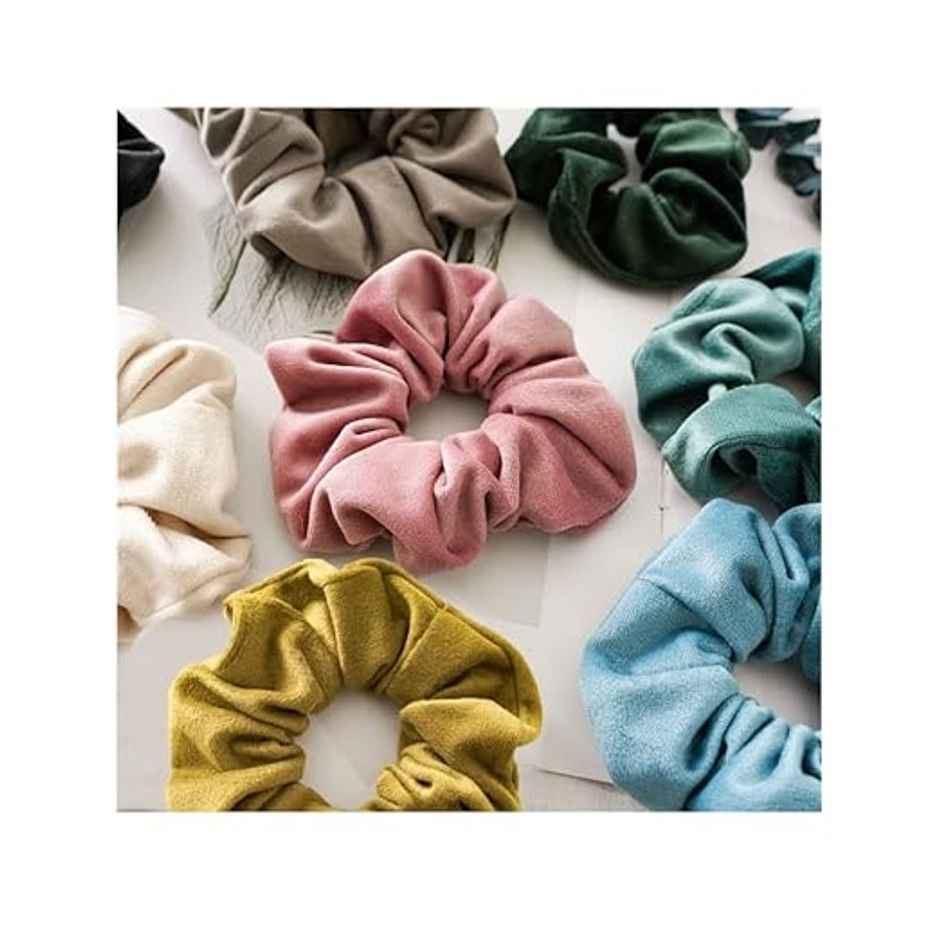 Bronson Professional Hair Scrunchies, Hair Bands Satin, Velvet, Chiffon, Cotton | | Mix Colour