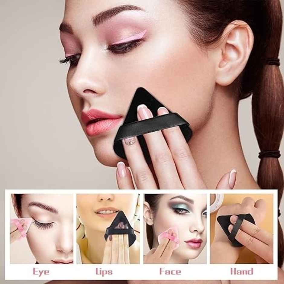 Rhe Cosmetics Triangle Pizza Powder Puff & Makeup Blender Sponge - Black