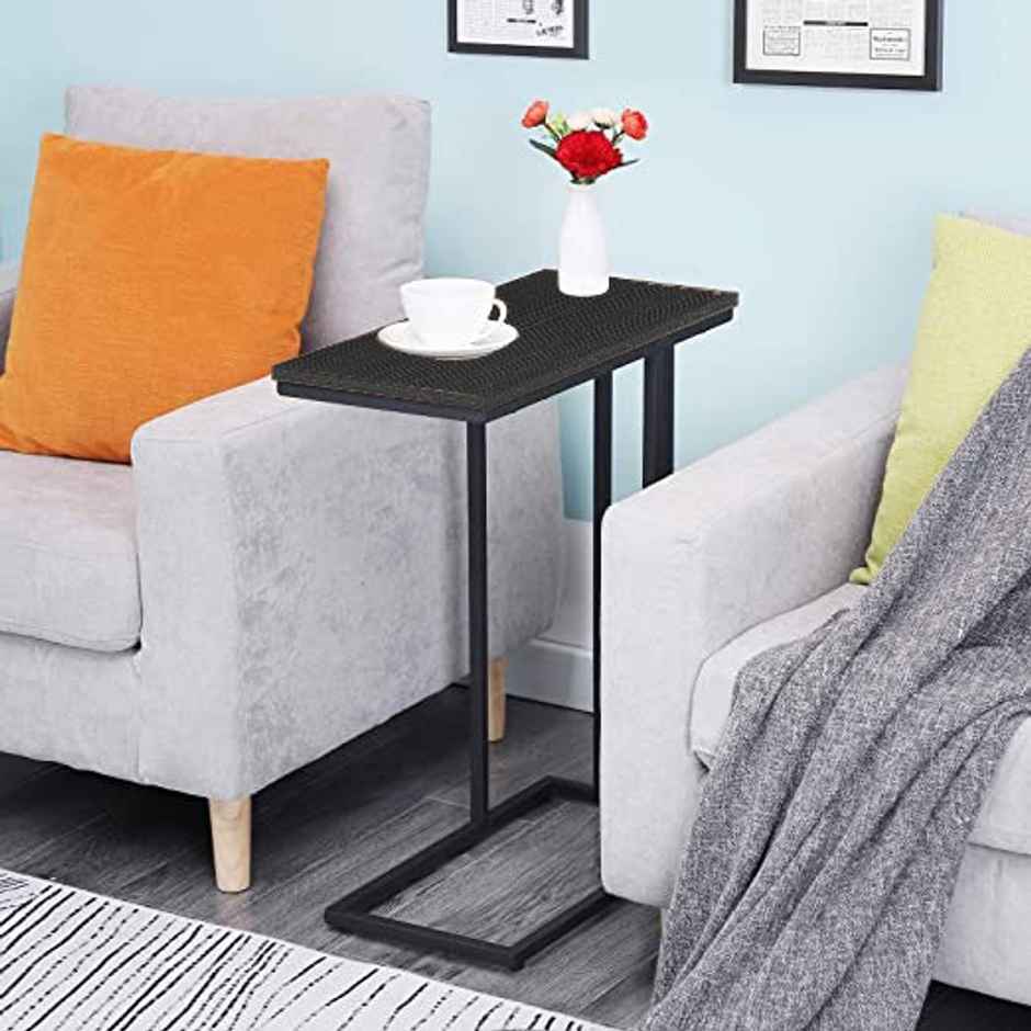 Arlavya Engineered Wood End Table, Ht-24", Width-19", Depth-12", Slides under couch - Black