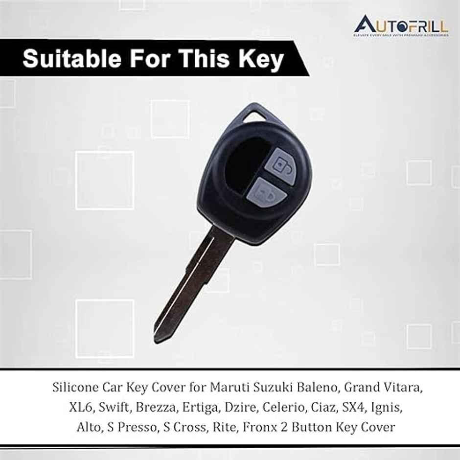 Autofrill Silicone Car Key Cover for Maruti Suzuki 2 Button Key | Black