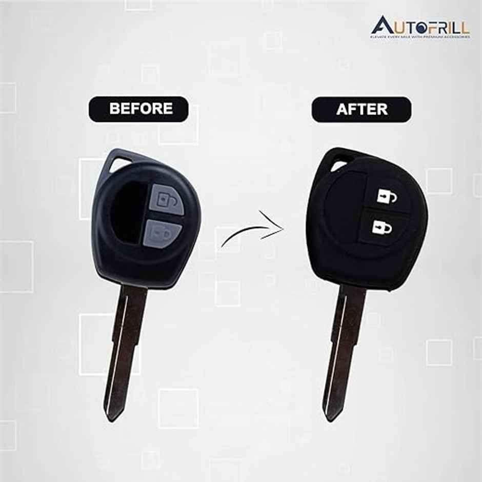Autofrill Silicone Car Key Cover for Maruti Suzuki 2 Button Key | Black