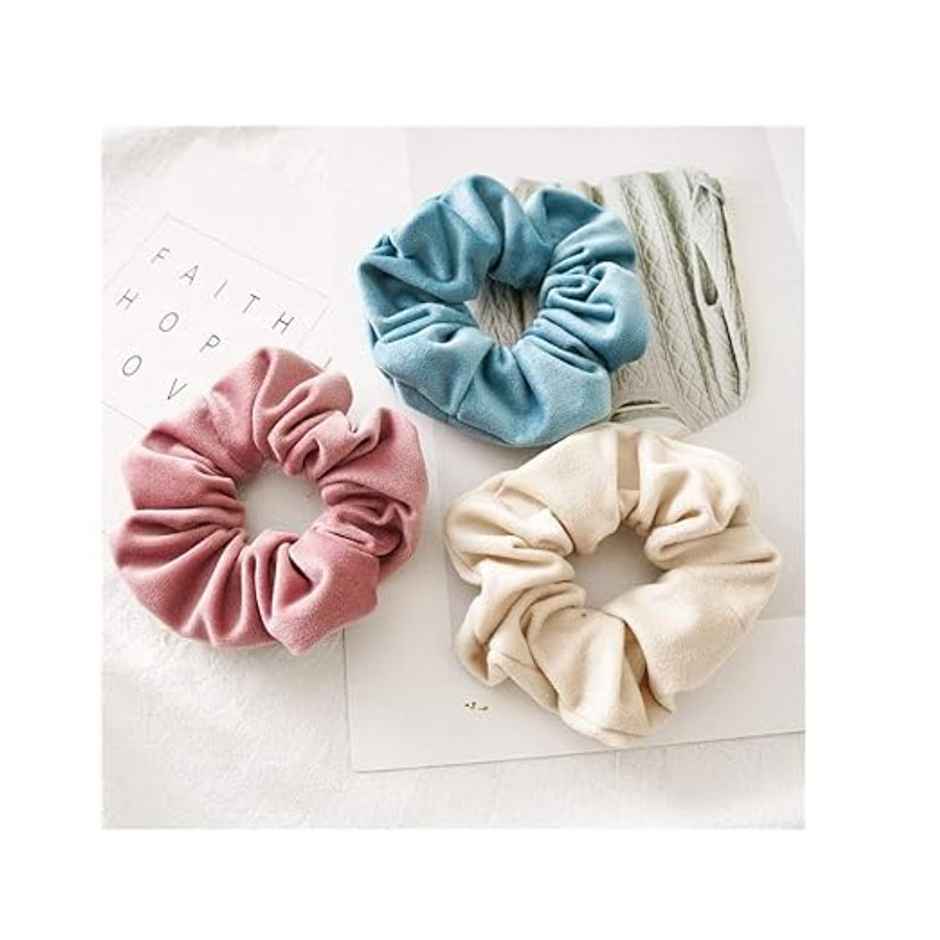 Bronson Professional Hair Scrunchies, Hair Bands Satin, Velvet, Chiffon, Cotton - (Mix Colour)