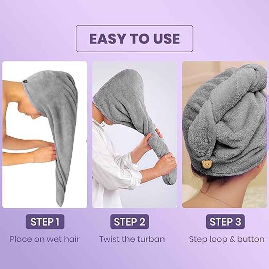 Bronson Professional Hair Wrapper Towel for Quick Hair Drying With Microfiber Multicolor